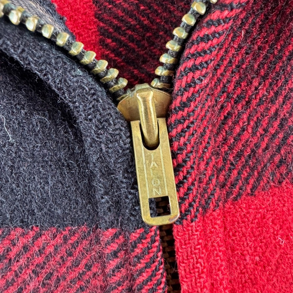 Vintage 50s Woolrich Jacket Mens Large Wool Mackinaw Red Plaid Hunting Talon Zip - Picture 3 of 16